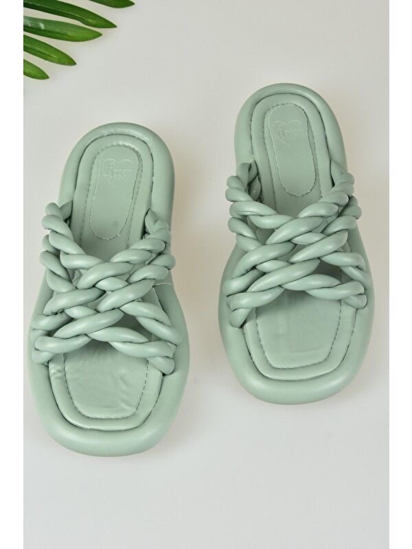 K848220509 Yeşil Kadın Terlik - Görsel 4