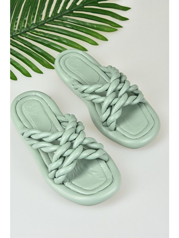 K848220509 Yeşil Kadın Terlik - Görsel 6