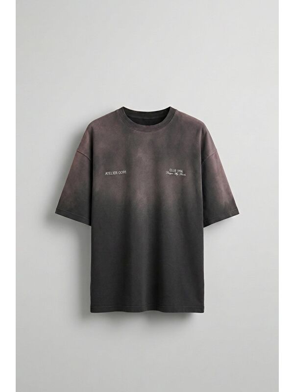 Abluka Online Erkek Yıkamalı Premium Kumaş Oversize T-Shirt Kahverengi