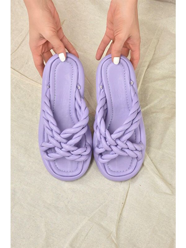 K848220509 Lila Kadın Terlik - Görsel 3