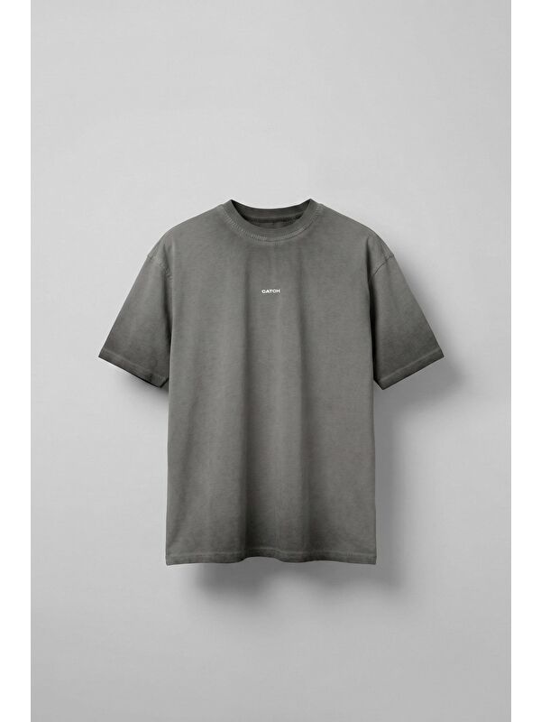 Abluka Online Erkek Oversize Yuvarlak Yaka Yıkamalı Catch T-Shirt Antrasit