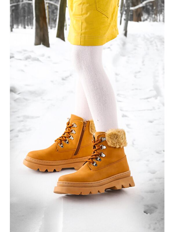 500 Günlük Fermuarlı Kız Çocuk Bot Ayakkabı - Görsel 4