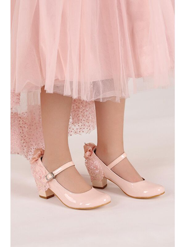 Cara Rugan Günlük Kız Çocuk 4 Cm Topuklu Abiye Ayakkabı - Görsel 3