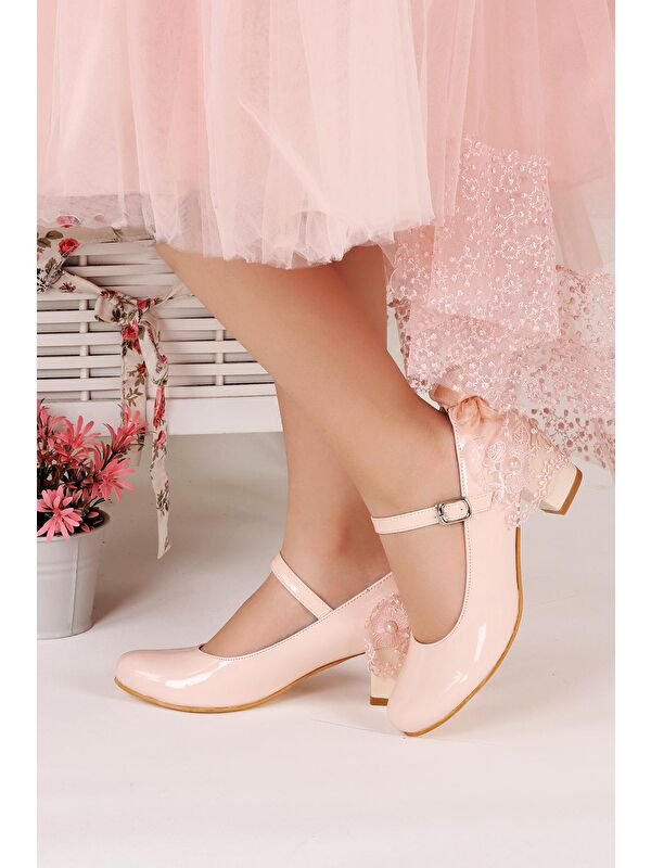 Cara Rugan Günlük Kız Çocuk 4 Cm Topuklu Abiye Ayakkabı - Görsel 4