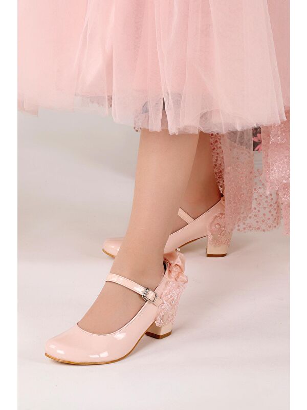 Cara Rugan Günlük Kız Çocuk 4 Cm Topuklu Abiye Ayakkabı - Görsel 5