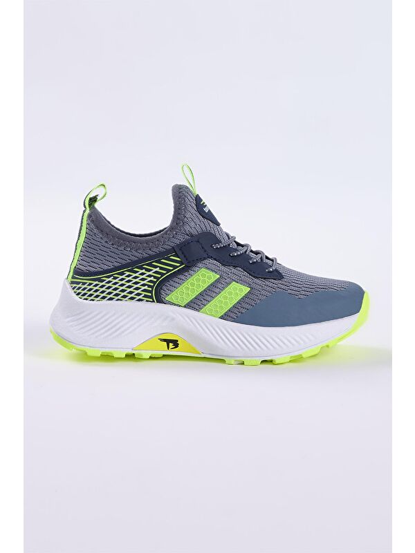 Çocuk Unisex Füme Sarı Rahat Kalıp Nefes Alabilen Kumaş Bağcıklı Sneaker - Görsel 4