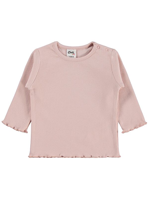 Civil Baby Kol Ucu Detaylı 6-18 Ay Sweatshirt - Pudra