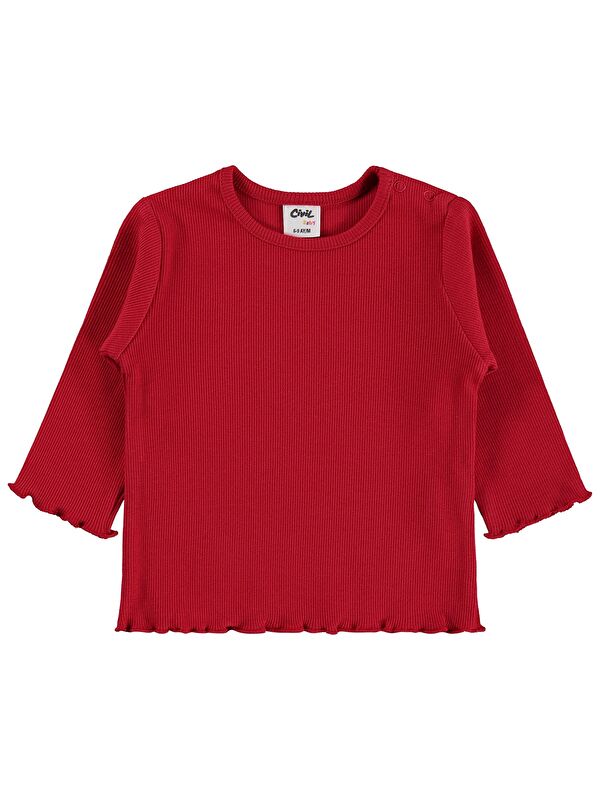 Civil Baby Kol Ucu Detaylı 6-18 Ay Sweatshirt - Kırmızı