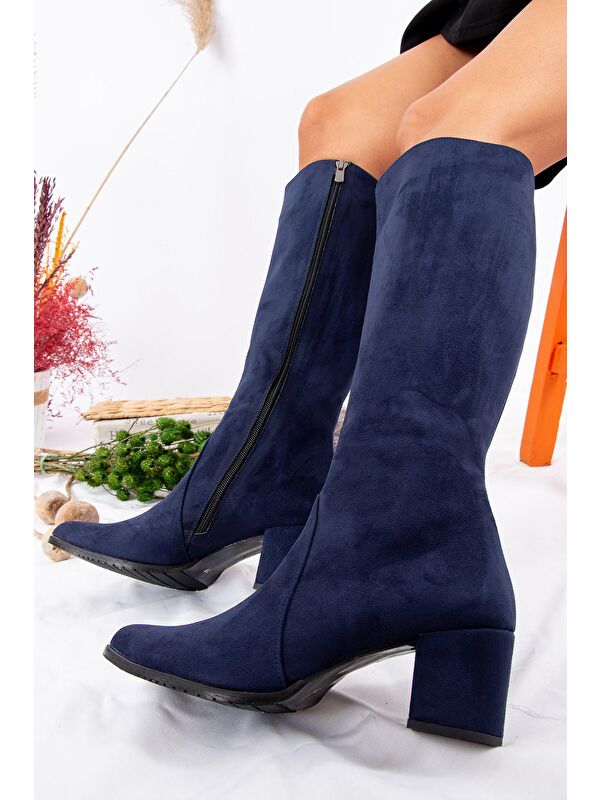 A654252702 Lacivert Kadın Çizme - Görsel 3