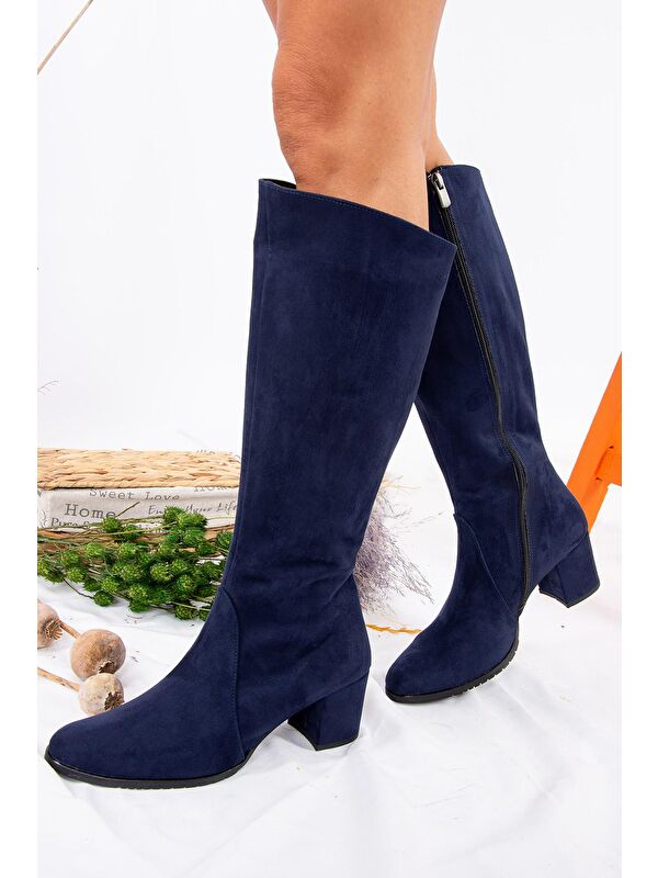 A654252702 Lacivert Kadın Çizme - Görsel 4