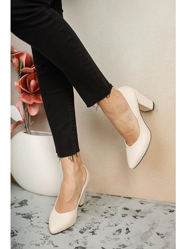 W707 Kadın Klasik Günlük Tarz Şık ve Rahat Topuklu Ayakkabı - Görsel 3