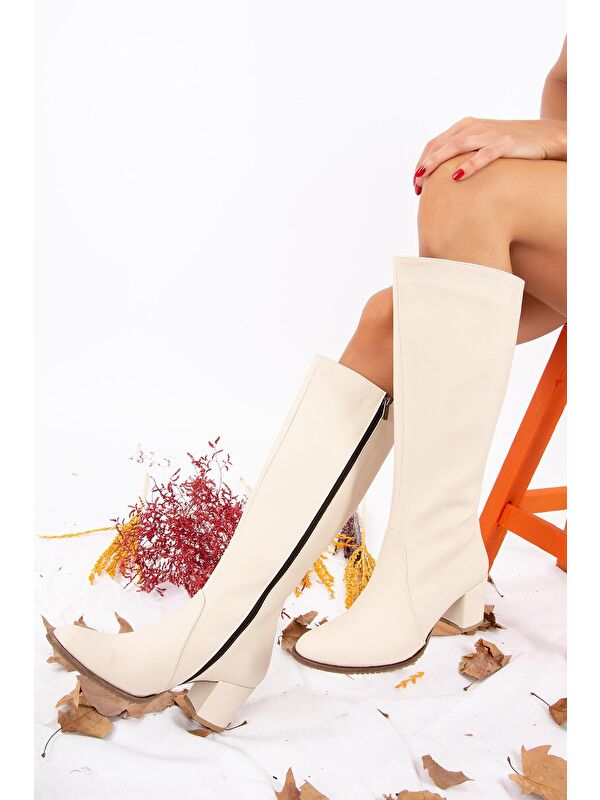 Bej Kadın Çizme A654252709 - Görsel 4