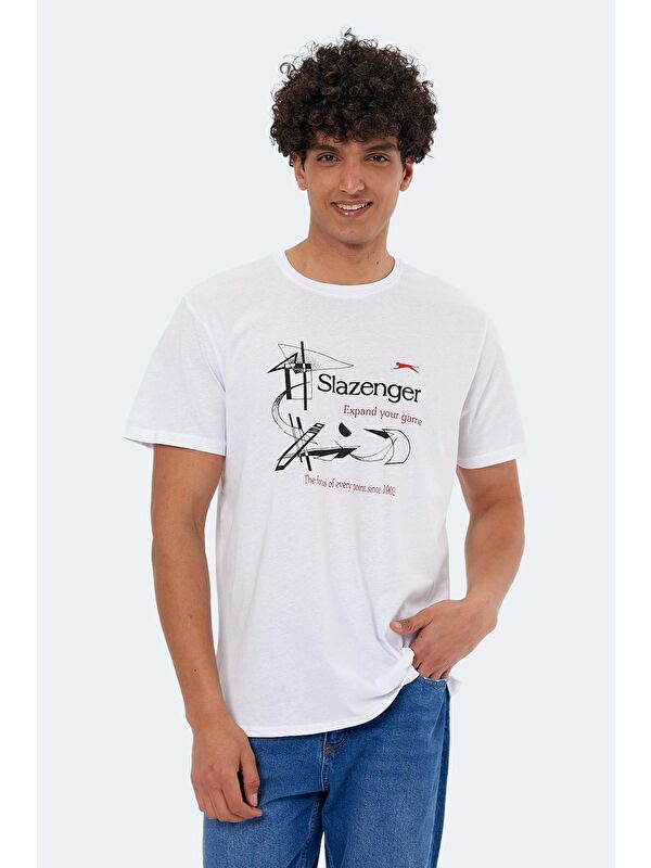SLAZENGER KARNEN OVER Erkek %100 Pamuk Tişört Beyaz
