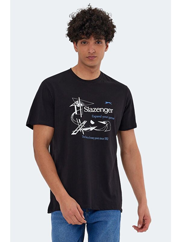 SLAZENGER KARNEN OveR Erkek %100 Pamuk Tişört Siyah