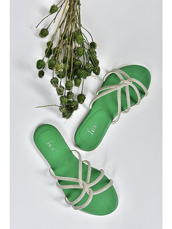 M272007514 Yeşil Kadın Terlik - Görsel 4