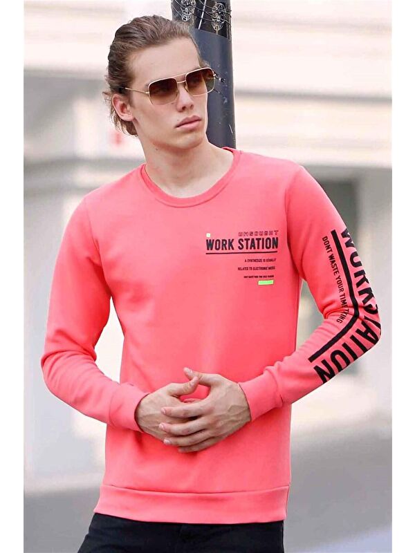 Madmext Baskılı Pembe Sweatshirt 4161