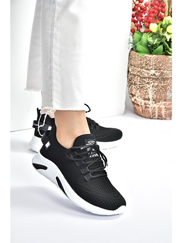 M702006204 Siyah/Beyaz Kadın Sneakers - Görsel 3
