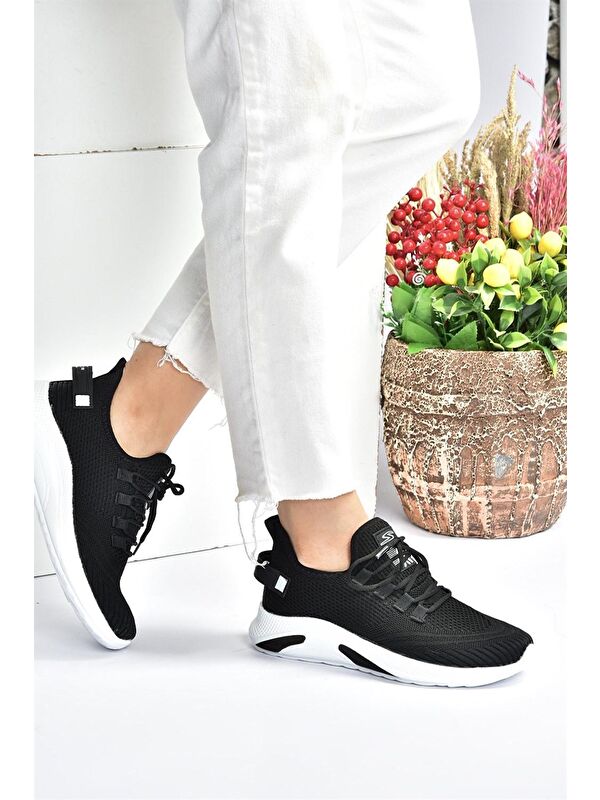M702006204 Siyah/Beyaz Kadın Sneakers - Görsel 4