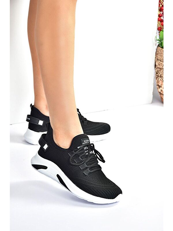 M702006204 Siyah/Beyaz Kadın Sneakers - Görsel 5