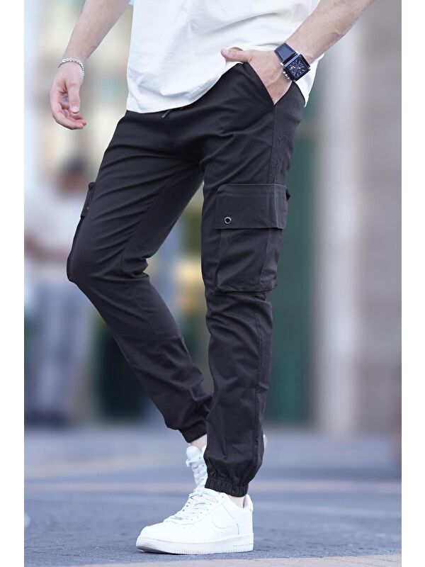 Madmext Siyah Kargo Cep Jogger Pantolon 5647