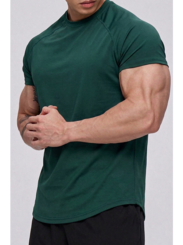 Genius Store Erkek Spor Tişört Running Sports Gym Reglan Oval Kesim Penye Tişört OVALTişört