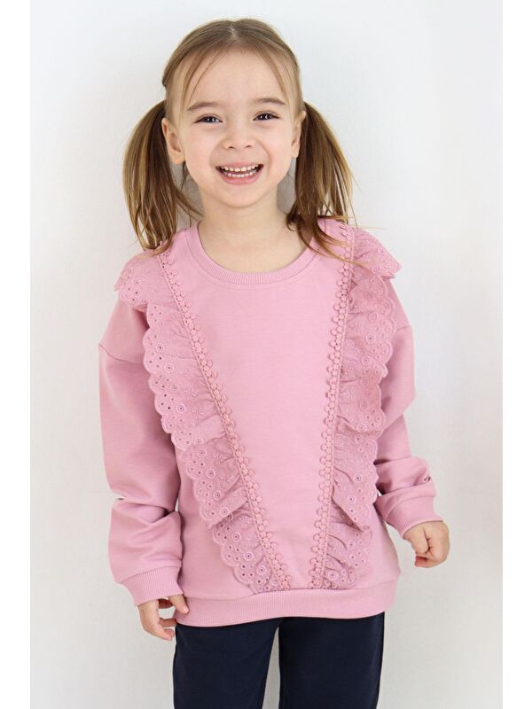 Breeze Kız Çocuk Sweatshirt Güpürlü Gülkurusu (1.5-3 Yaş)