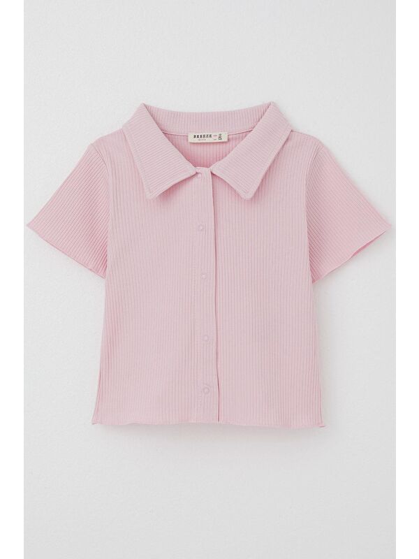 Breeze Kız Çocuk Tişört Crop Çıtçıtlı Fitilli Pembe (9-14 Yaş)