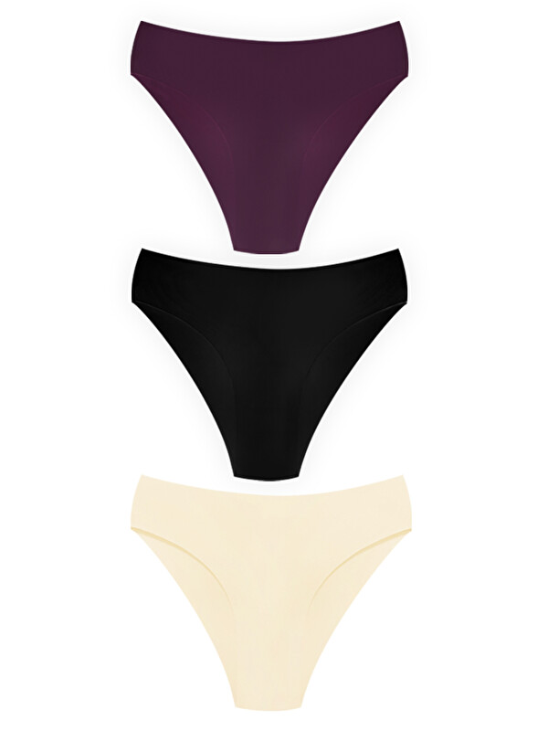 Cottonhill Klasik Basic Lazer Kesim Bikini Külot 3'Lü Paket - 3
