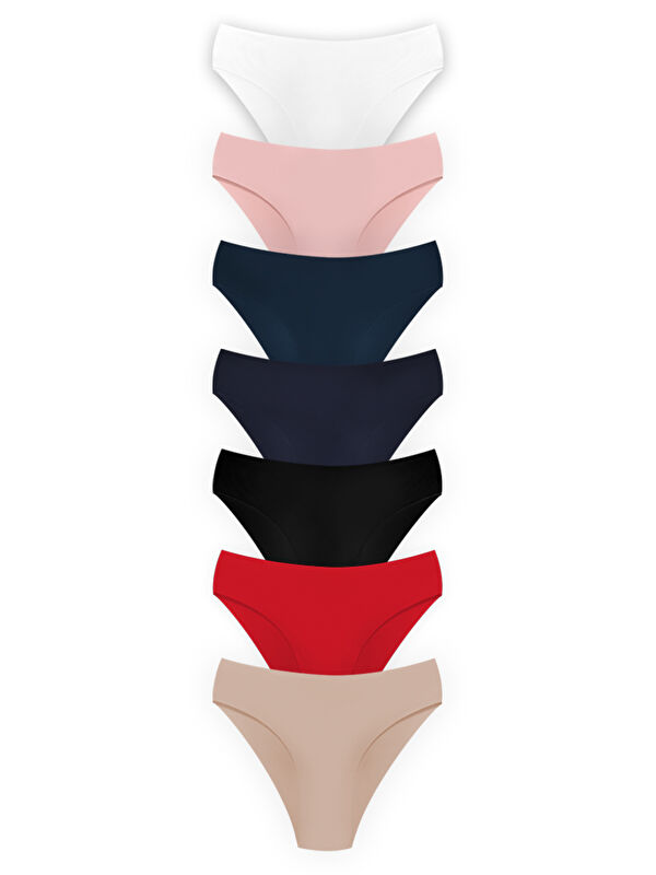 Cottonhill Basic İz Yapmayan Lazer Kesim Kadın Bikini Külot 7'Li Paket