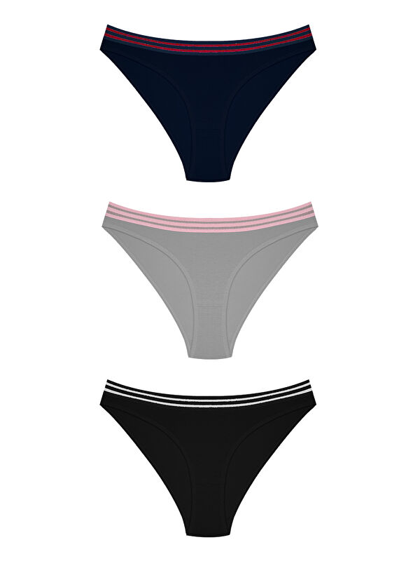 Cottonhill Spor Basic Pamuklu Bikini Külot 3'Lü Paket - 1