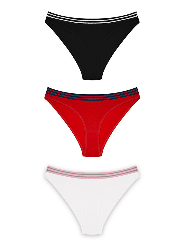 Cottonhill Spor Basic Pamuklu Bikini Külot 3'Lü Paket - 3