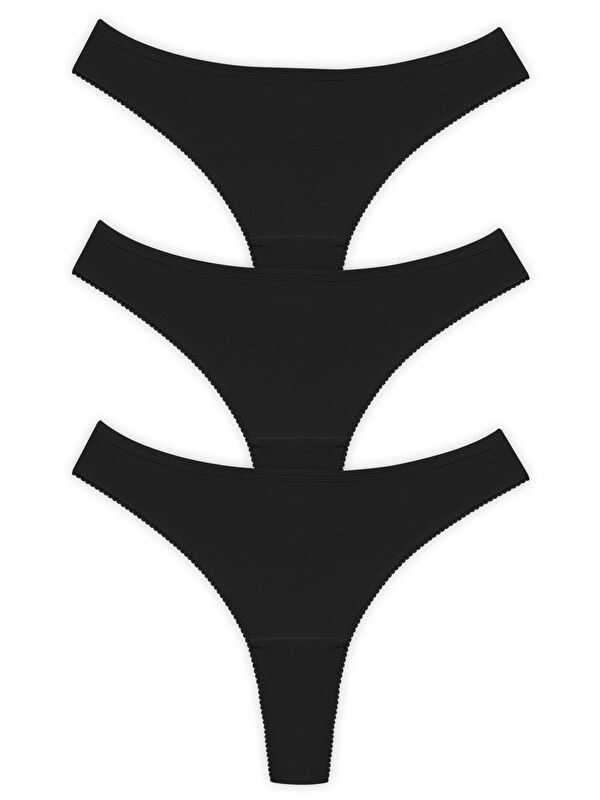 Cottonhill Basic Pamuklu Kadın Tanga 3'Lü Paket Külot - 3