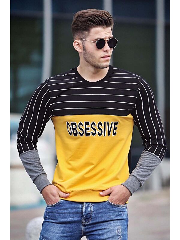 Madmext Baskılı Sarı Sweatshirt 4184