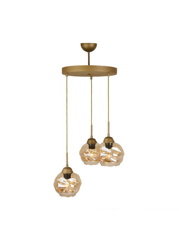Evidea Lighting Arrakis 3'lü Yuvarlak Modern Sarkıt Avize - Eskitme / Bal