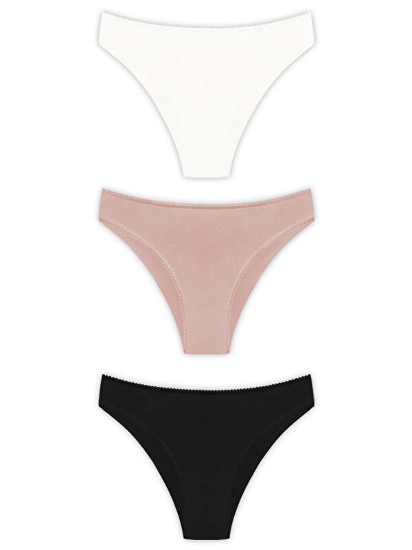 Cottonhill Pamuklu Basic Kadın Brezilya Külot 3'Lü Paket - 4