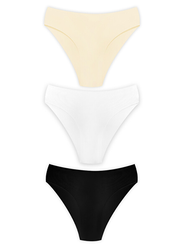 Cottonhill Basic İz Yapmayan Lazer Kesim Kadın Bikini Külot 3'Lü Paket - 4