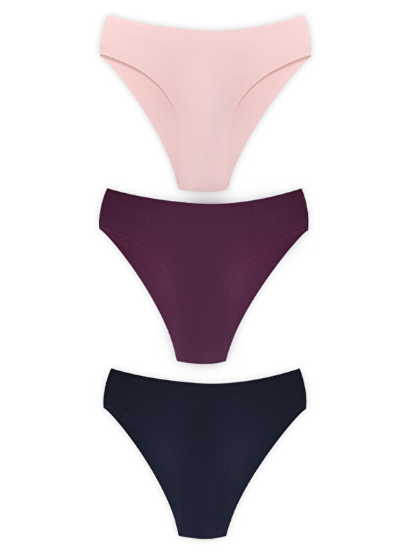 Cottonhill Basic İz Yapmayan Lazer Kesim Kadın Bikini Külot 3'Lü Paket - 5