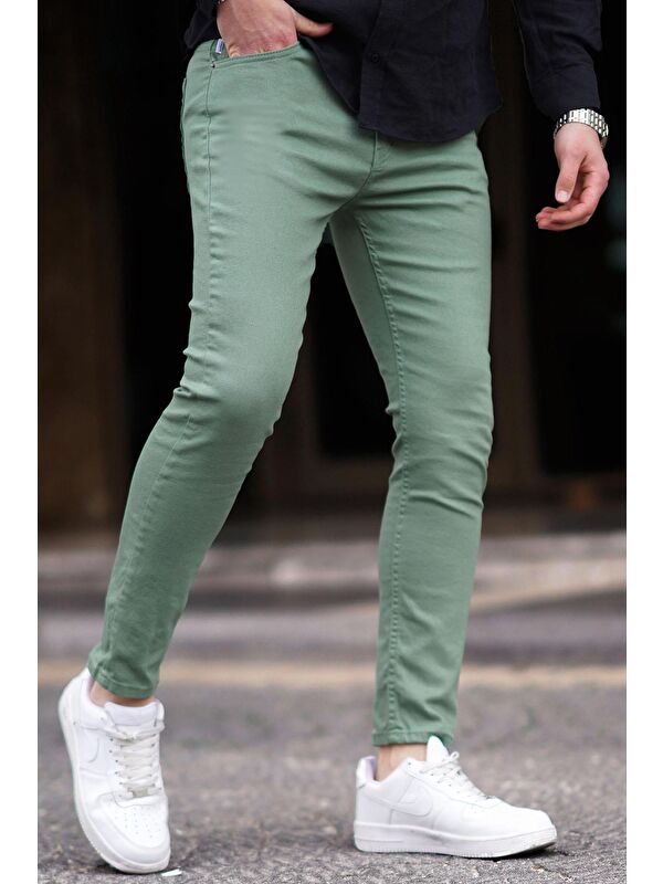 Madmext Yeşil Kanvas Slim Fit Erkek %100 Pamuk Pantolon