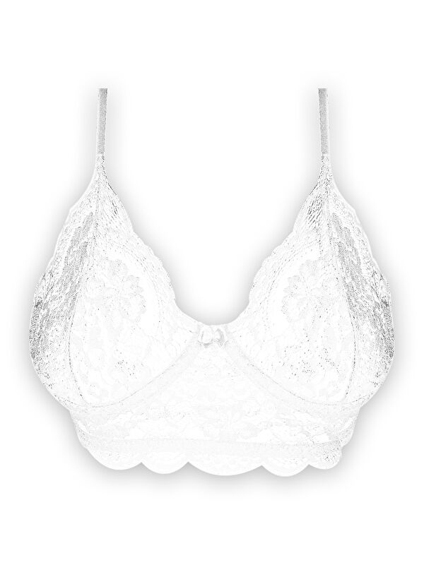 Cottonhill Beyaz Dantelli Ayarlanabilir Lastikli Balenli Bralet Sütyen