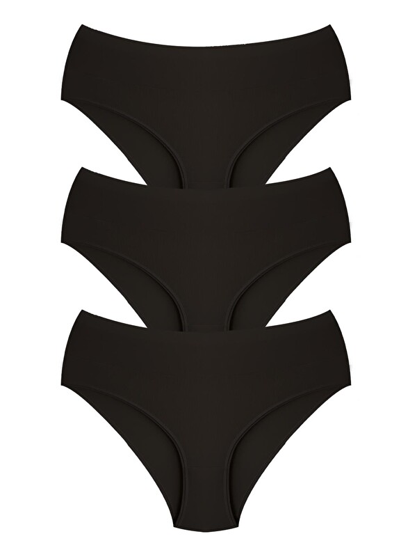 Cottonhill Pamuklu Yüksek Bel Toparlayıcı Kadın Bikini Külot 3'Lü Paket - 2
