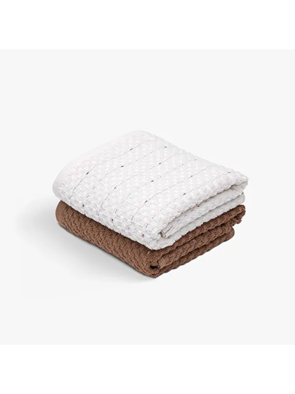 Green Black Parla 2'li Mutfak Havlusu %100 Pamuk Bukle-Bukle Krem-Kahve 50X70 Cm