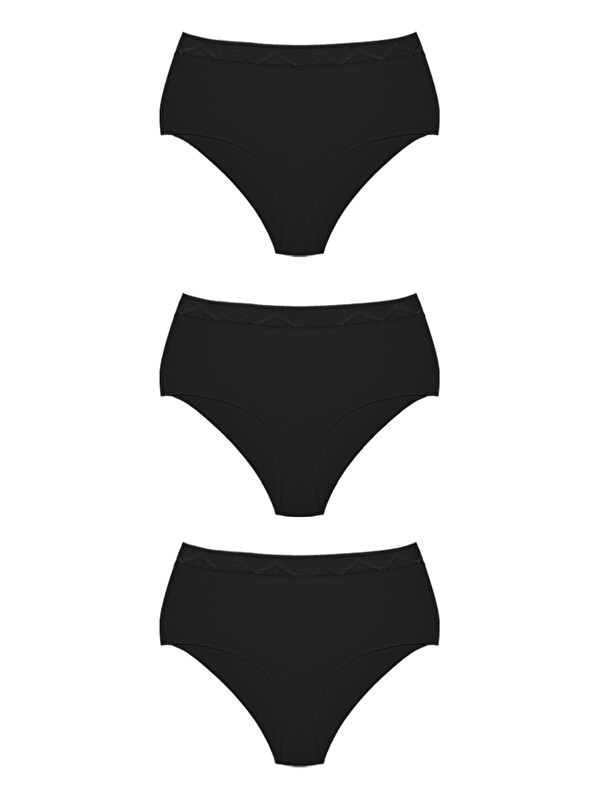 Cottonhill Basic Yüksek Bel Lazer Kesim Bikini Külot 3'Lü Paket - 3