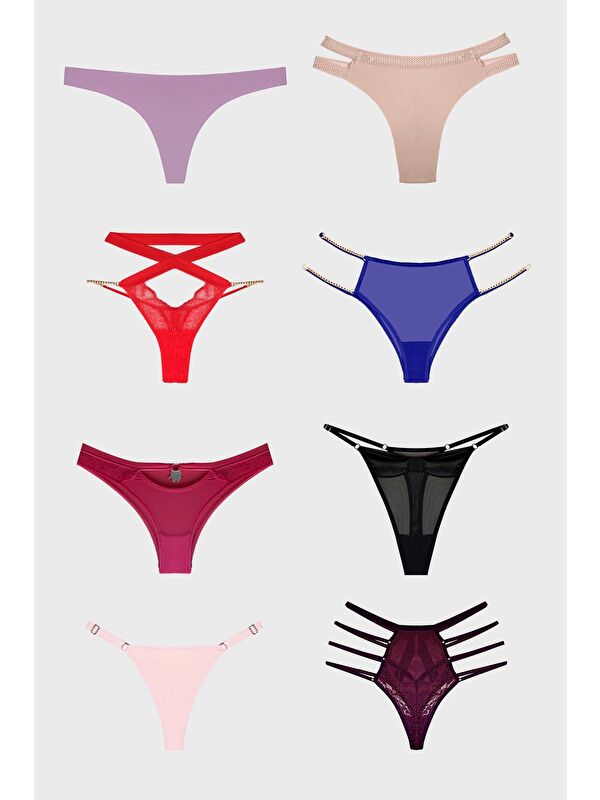 Cottonhill Kadın Bikini Külot Brezilya Külot Tanga Külot Karma Paket 5'Li