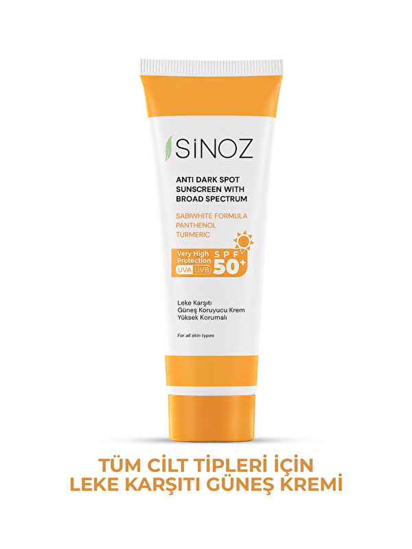 Sinoz Spf 50 Leke Karşıtı Yüksek Koruyucu Yüz Güneş Kremi 50 ml Normal Ve Kuru Ciltler İçin