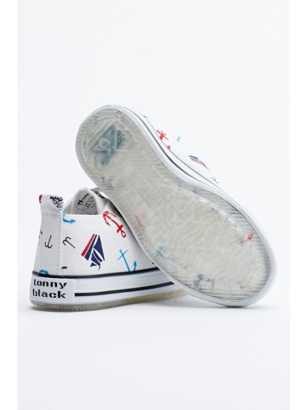 Çocuk Unisex Beyaz Lacivert Işıklı Spor Ayakkabı Tb998 - Görsel 5