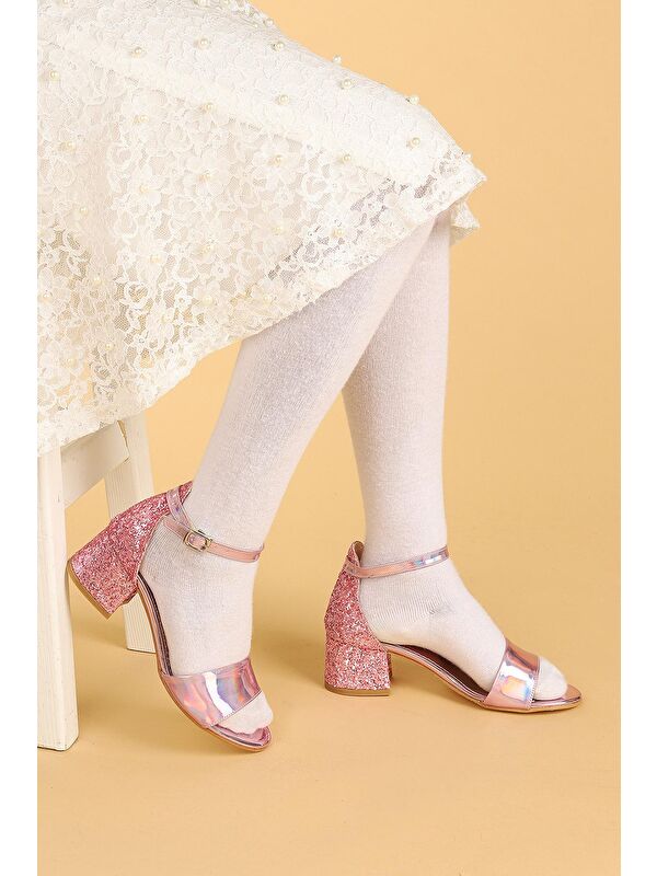 Sheila Ayna Çam Günlük Kız Çocuk 3 Cm Topuklu Sandalet Abiye Ayakkabı - Görsel 3