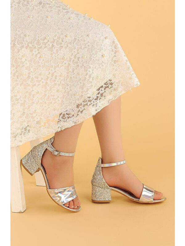 Sheila Ayna Çam Günlük Kız Çocuk 3 Cm Topuklu Sandalet Abiye Ayakkabı - Görsel 3