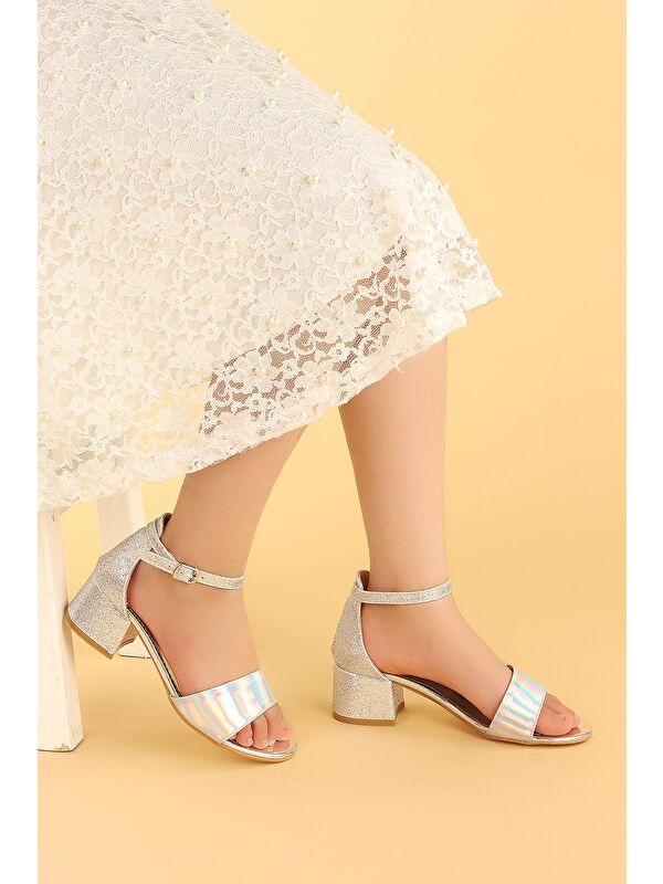 Sheila Ayna Kum Günlük Kız Çocuk 3 Cm Topuklu Sandalet Abiye Ayakkabı - Görsel 3