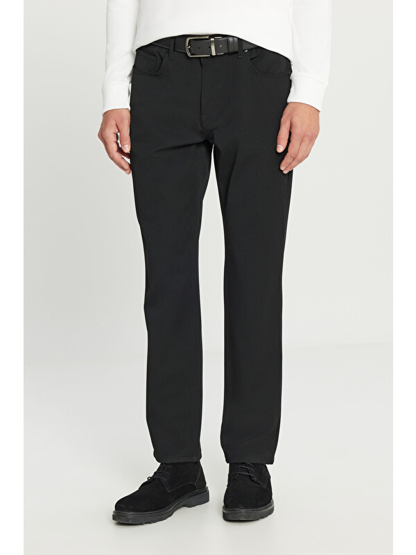Altınyıldız Classics Erkek Siyah Yumuşak Dokulu Slim Fit Dar Kesim 5 Cepli Esnek Casual Pantolon