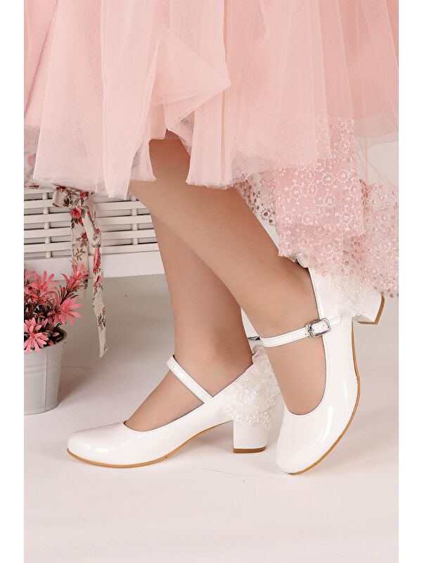 Cara Rugan Günlük Kız Çocuk 4 Cm Topuklu Abiye Ayakkabı - Görsel 4